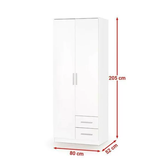 Dulap Lima S2, structură solidă, PAL laminat lucios, 80x52x205 cm, alb picture - 2