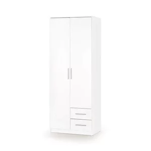 Dulap Lima S2, structură solidă, PAL laminat lucios, 80x52x205 cm, alb