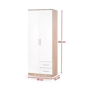 Dulap Lima S2 80x52x205 cm Alb-Sonoma picture - 2