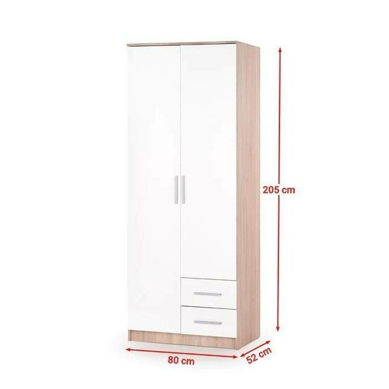 Dulap Lima S2 80x52x205 cm Alb-Sonoma picture - 2
