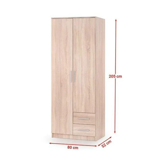 Dulap Lima S2, funcționalitate ridicată, PAL laminat, 80x52x205 cm, Sonoma picture - 2