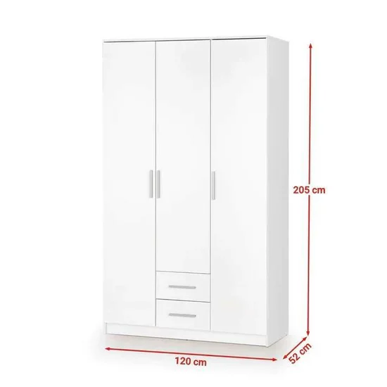 Dulap Lima S3, capacitate mare de depozitare, PAL laminat lucios, 120x52x205 cm, alb picture - 2