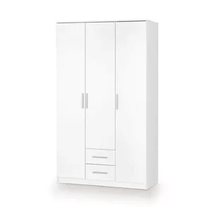 Dulap Lima S3, capacitate mare de depozitare, PAL laminat lucios, 120x52x205 cm, alb