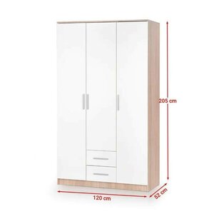 Dulap Lima S3 120x52x205 cm Alb-Sonoma picture - 2