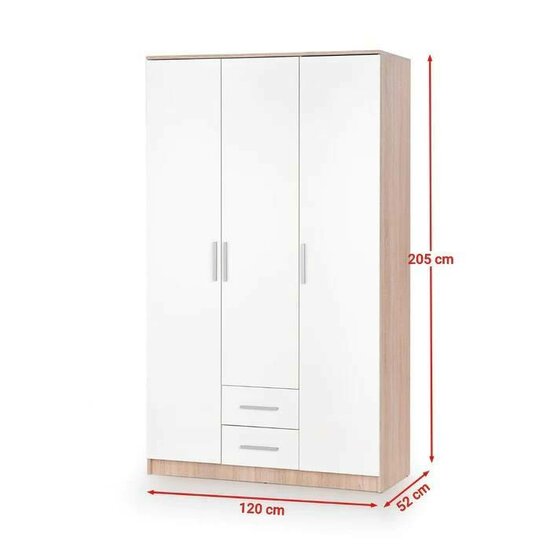 Dulap Lima S3 120x52x205 cm Alb-Sonoma picture - 2
