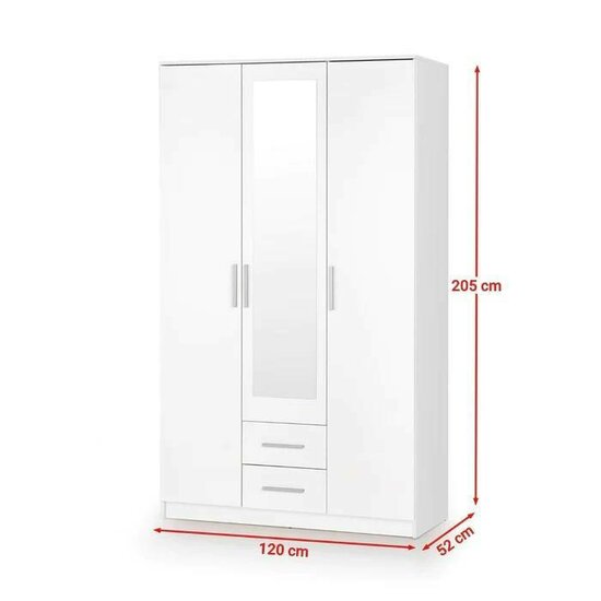 Dulap Lima S3 Cu Oglinda 120x52x205 cm Alb picture - 2