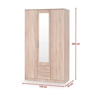 Dulap Lima S3 Cu Oglinda 120x52x205 cm Sonoma picture - 2