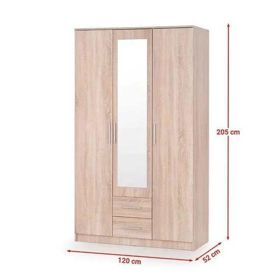 Dulap Lima S3 cu oglindă, finisaj elegant, PAL laminat, 120x52x205 cm, Sonoma picture - 2