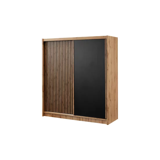 Dulap London fara oglindă, 2 uși glisante, PAL melaminat, 203x60x215 cm, negru picture - 2