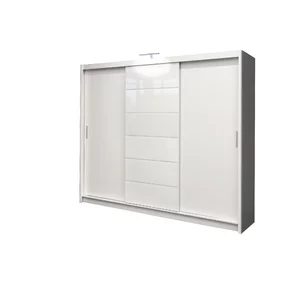 Dulap Malibu dulap cu usi culisante din pal melaminat cu feronerie de calitate și compartimentare practică, 250x61x215 cm, alb