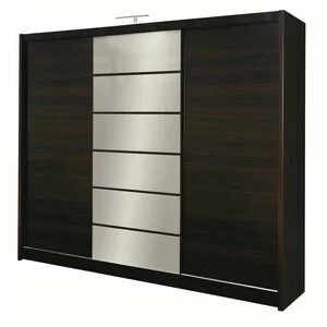 Dulap Malibu dulap cu usi culisante din pal melaminat cu feronerie de calitate și compartimentare practică, 250x61x215 cm, wenge