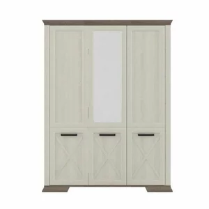 Dulap Marsel SZF3D, 3 uși, compartimentare interioară practică, MDF și PAL, 166x220x60 cm, alb frasin