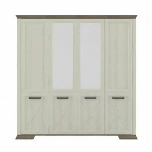 Dulap Marsel SZF4D, 4 uși, design modern, MDF și PAL, 220x216x60 cm, alb frasin