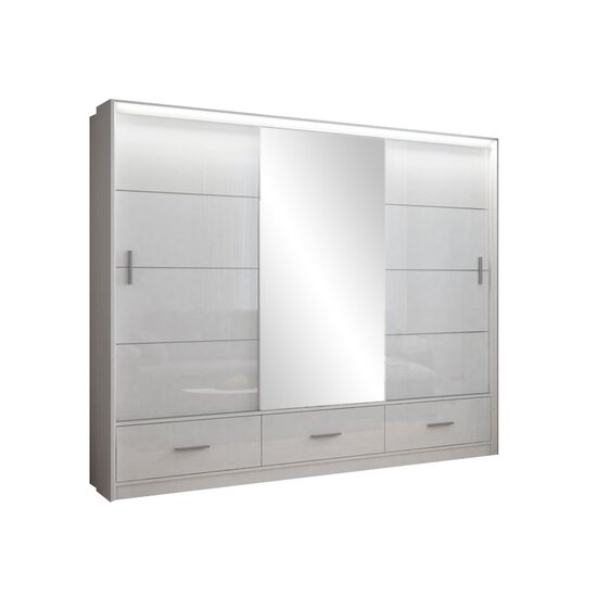 Dulap Marsilya cu uși glisante, finisaj mat și structură robustă, 250x61x222 cm, alb picture - 3