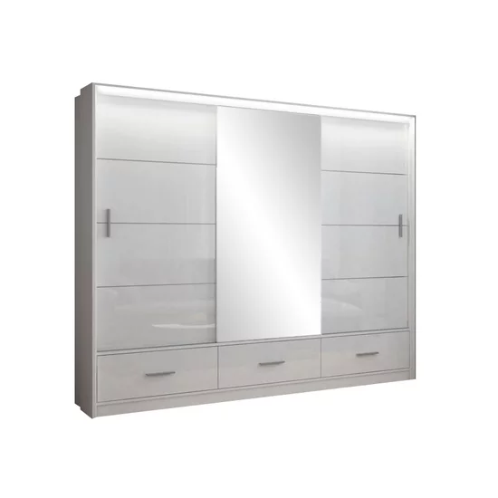 Dulap Marsilya cu uși glisante, finisaj mat și structură robustă, 250x61x222 cm, alb picture - 3