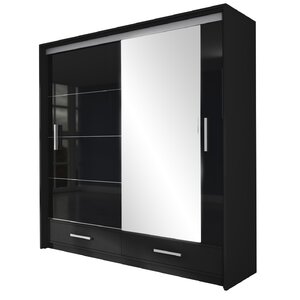 Dulap Marsylia 208x61x222 cm Negru lucios