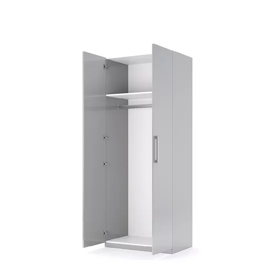 Dulap Megy cu 2 uși, design simplu și elegant, finisaj gri lucios, 210x89.6x55 cm picture - 2