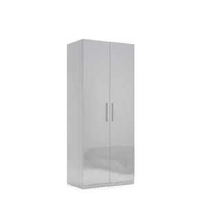 Dulap Megy cu 2 uși, design simplu și elegant, finisaj gri lucios, 210x89.6x55 cm