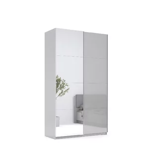 Dulap Megy cu uși culisante, sistem glisant modern și spațiu generos, 240x150x61.5 cm, gri lucios