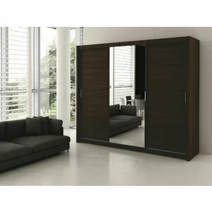 Dulap Monako dulap cu usi culisante din pal melaminat cu feronerie de calitate și compartimentare practică, 250x61x215 cm, wenge