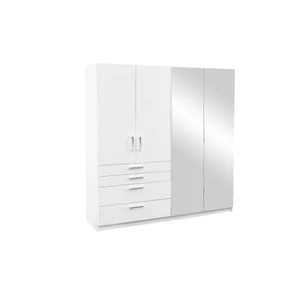 Dulap Pekos cu uși glisante și feronerie Hafele, finisaj lucios din PAL melaminat, 200x60x210 cm, alb