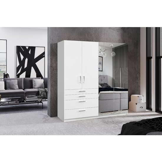 Dulap Pekos cu uși glisante și feronerie Hafele, finisaj lucios din PAL melaminat, 200x60x210 cm, alb picture - 4