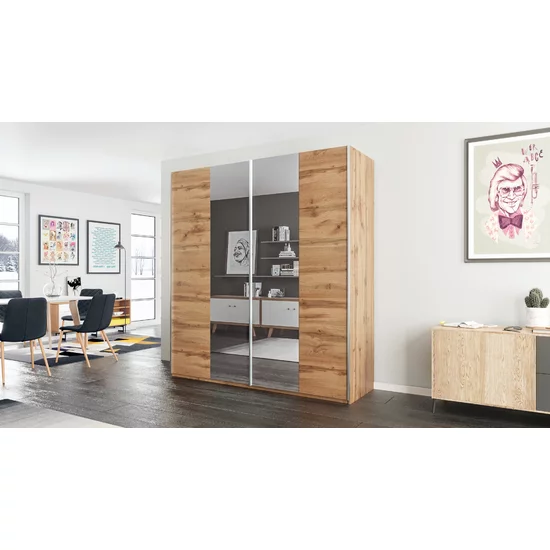 Dulap Praga cu uși glisante și carcasă din PAL melaminat, 200x565x210 cm, stejar picture - 3