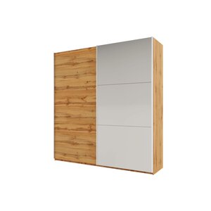 Dulap Rodos, uși glisante și rafturi spațioase, PAL melaminat, 225x244x65 cm, Stejar