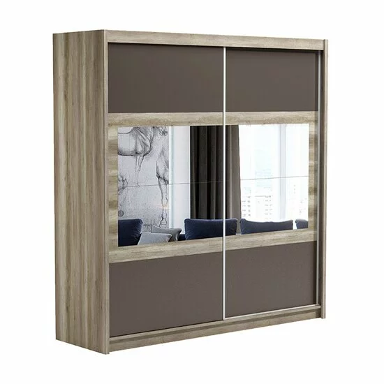 Dulap Salwador dulap cu usi culisante din pal melaminat cu feronerie de calitate și compartimentare practică, 203x61x215 cm, alb picture - 3