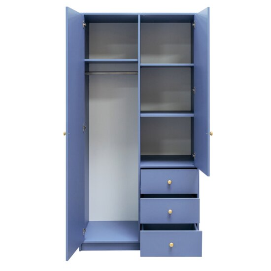 Dulap Siena 2 D2, design modern cu două uși și oglinzi, PAL melaminat, 100x58x200 cm, albastru picture - 2