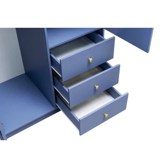 Dulap Siena 2 D2, design modern cu două uși și oglinzi, PAL melaminat, 100x58x200 cm, albastru picture - 3