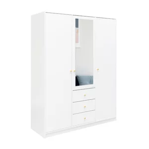 Dulap Siena D3, compartimentare eficientă și oglinzi incluse, PAL melaminat, 149x58x200 cm, alb