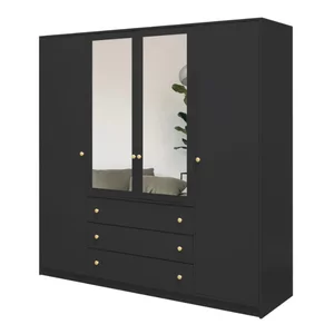 Dulap Siena D4, spațiu generos cu patru uși și oglinzi, PAL melaminat, 196x58x200 cm, alb