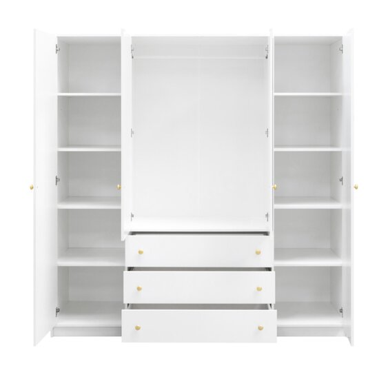 Dulap Siena D4, spațiu generos cu patru uși și oglinzi, PAL melaminat, 196x58x200 cm, alb picture - 3