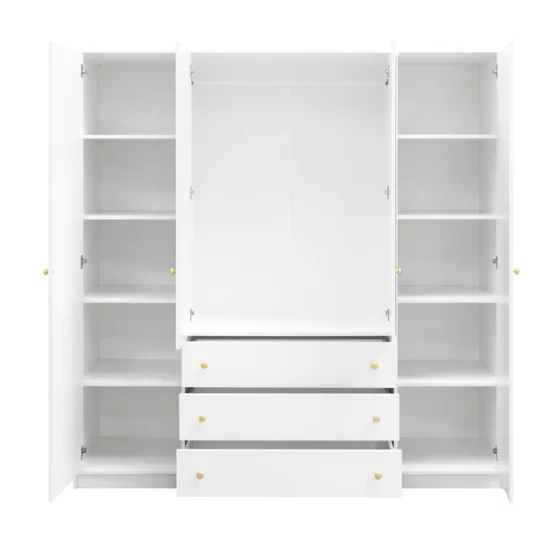 Dulap Siena D4, spațiu generos cu patru uși și oglinzi, PAL melaminat, 196x58x200 cm, alb picture - 3