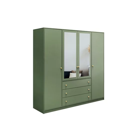 Dulap Siena II D4, 4 uși cu spațiu generos, PAL melaminat, 196x57.5x200 cm, Verde picture - 2