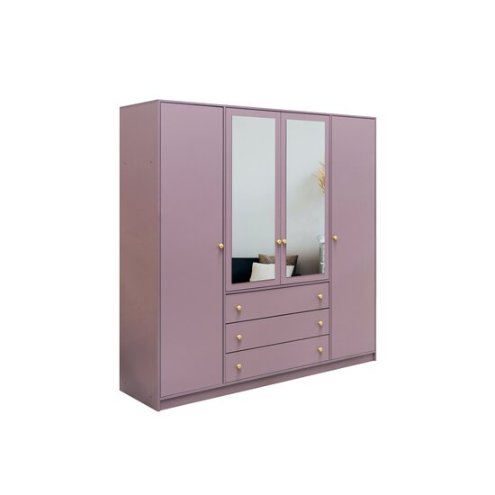 Dulap Siena II D4, 4 uși cu spațiu generos, PAL melaminat, 196x57.5x200 cm, Verde picture - 3