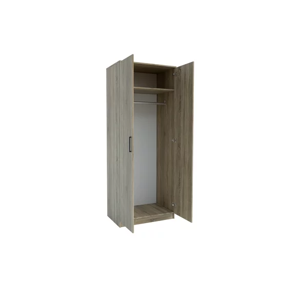Dulap Simple Grey Craft 2D, 2 uși, bară haine + polite, PAL melaminat, 205x80x52 cm, gri craft picture - 2