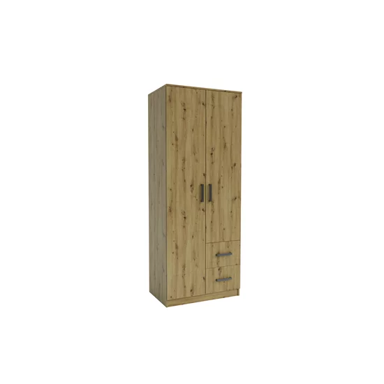 Dulap Simple Sonoma 2D cu sertare, structură PAL melaminat, design modern, 205x80x52 cm, Sonoma picture - 2