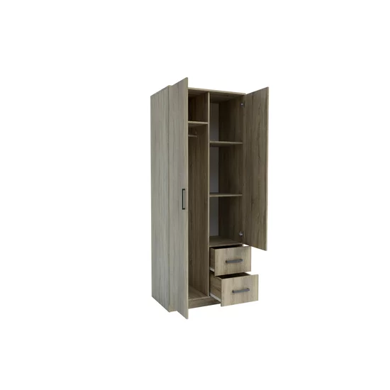 Dulap Simple Sonoma 2D cu sertare, structură PAL melaminat, design modern, 205x80x52 cm, Sonoma picture - 6