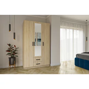 Dulap Simple Sonoma 3D cu sertare, structură PAL melaminat, organizare practică, 205x120x52 cm, Sonoma