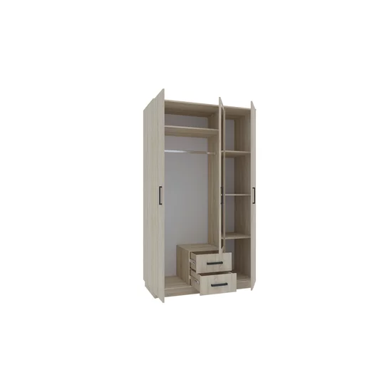 Dulap Simple Sonoma 3D cu sertare, structură PAL melaminat, organizare practică, 205x120x52 cm, Sonoma picture - 2