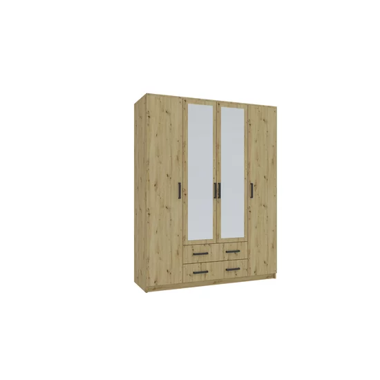 Dulap Simple Sonoma 4D, structură PAL melaminat, compartimentare eficientă, design minimalist, 205x160x52 cm, Sonoma picture - 2