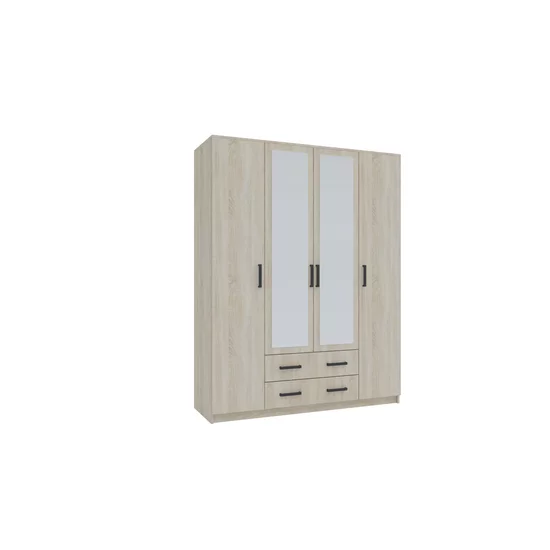 Dulap Simple Sonoma 4D, structură PAL melaminat, compartimentare eficientă, design minimalist, 205x160x52 cm, Sonoma picture - 5