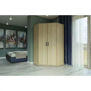 Dulap Simple Sonoma pe colț, structură PAL melaminat, spațiu depozitare inteligent, 205x150x52 cm, Sonoma