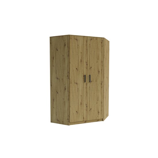 Dulap Simple Sonoma pe colț, structură PAL melaminat, spațiu depozitare inteligent, 205x150x52 cm, Sonoma picture - 3