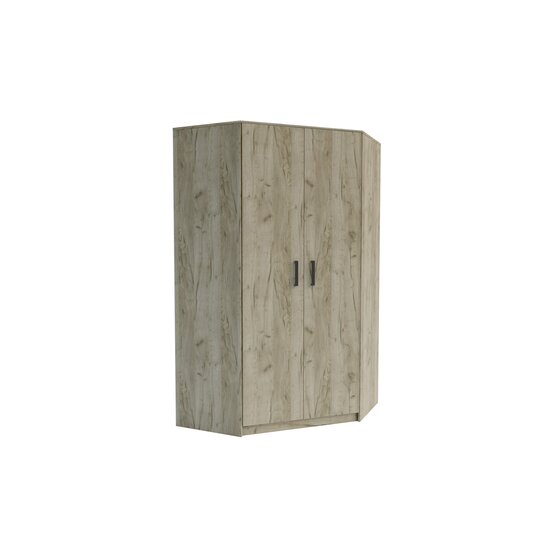 Dulap Simple Sonoma pe colț, structură PAL melaminat, spațiu depozitare inteligent, 205x150x52 cm, Sonoma picture - 4