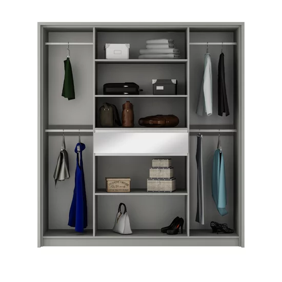 Dulap Split Alb cu feronerie Hettich și PAL melaminat, 200x65x217 cm, alb picture - 2