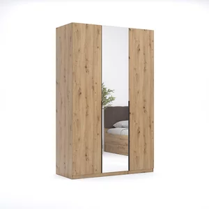 Dulap Teddy cu 3 uși și oglindă, compartimentare eficientă, 210x134.4x55 cm, stejar