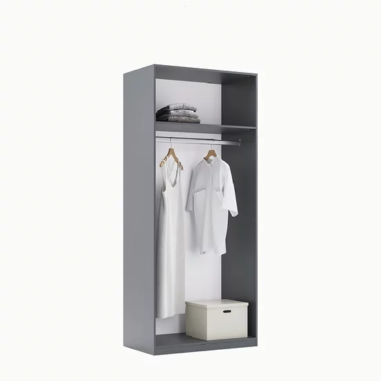 Dulap Teo cu 2 uși, design minimalist, spațiu bine compartimentat, material PAL și MDF, 210x89.6x55 cm, gri picture - 2